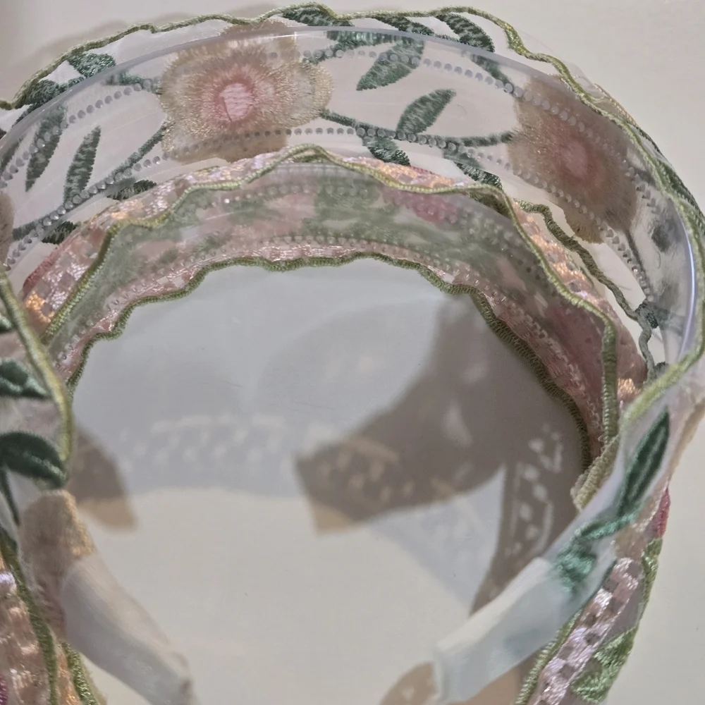 2 Floral Embroidered Headbands